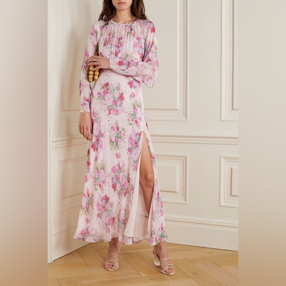 NWT $645 LoveSHackFancy Daya Pleated Floral-print  Maxi Dress - Picture 10 of 13
